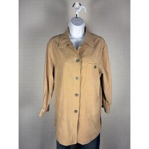 Woman’s Apostrophe Beige Shirt Long Sleeve Button Up (S) Feels/looks Microsuede